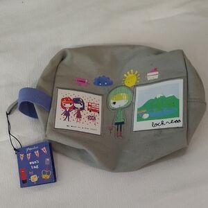 Paperchase Graphic United Kingdom Zippered Can Tsavel Pouch - Gray NOS 8 x 6 x 3